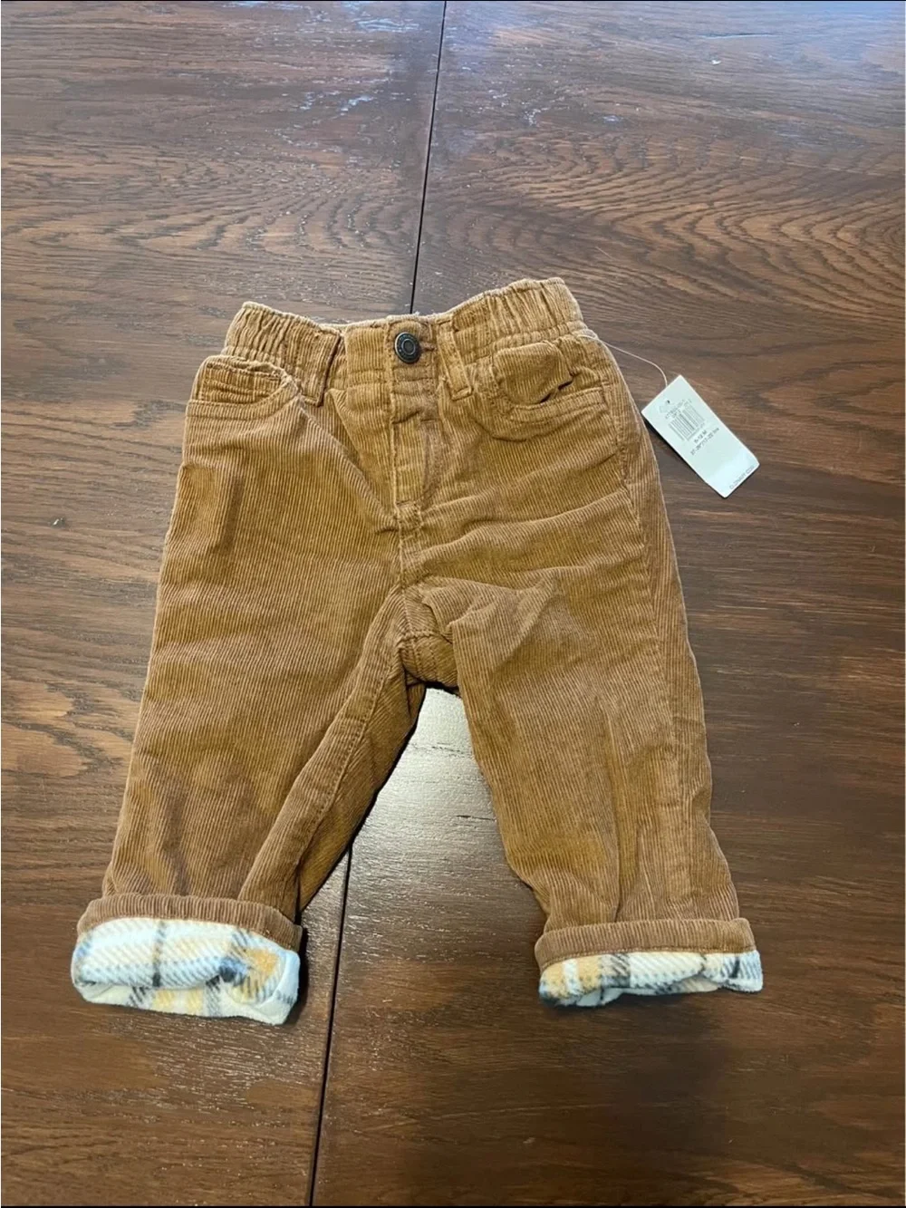 Old Navy Brown Corduroy Baby Pants with Plaid Lining